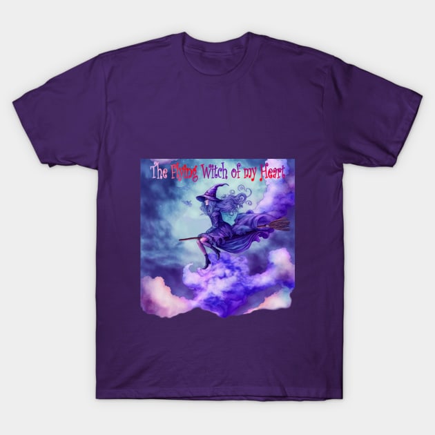 The flying witch of my heart T-Shirt by enyeniarts